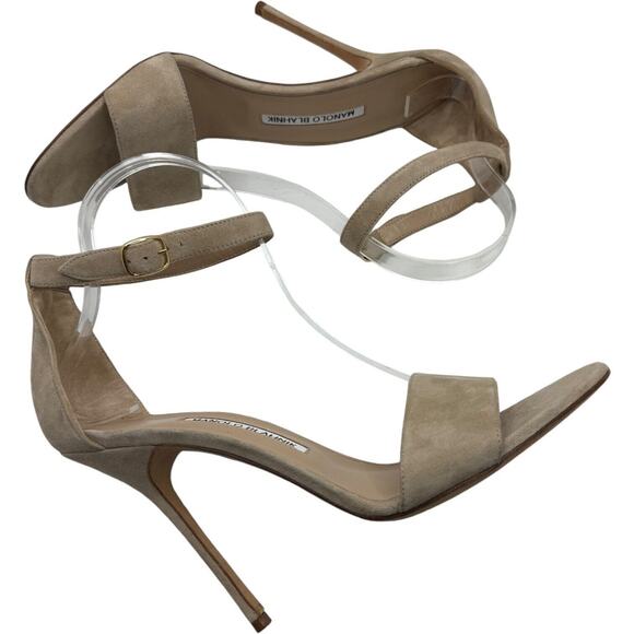 Manolo Blahnik Tres Ankle Strap Sandals In Nude Size 40 - Picture 13 of 15